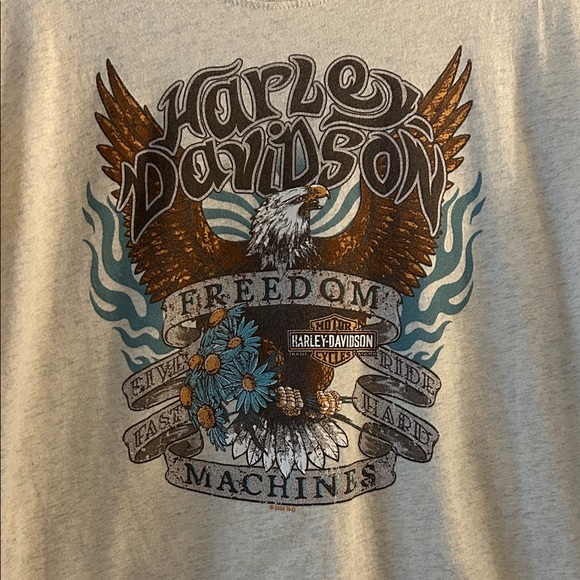 Women’s Harley-Davidson Beige Freedom Graphic Tee-size XL - Picture 2 of 5